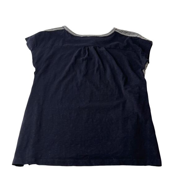 Talbots Women's Size Petite Large Embroidered Navy White Boat Neck Top - Picture 5 of 8
